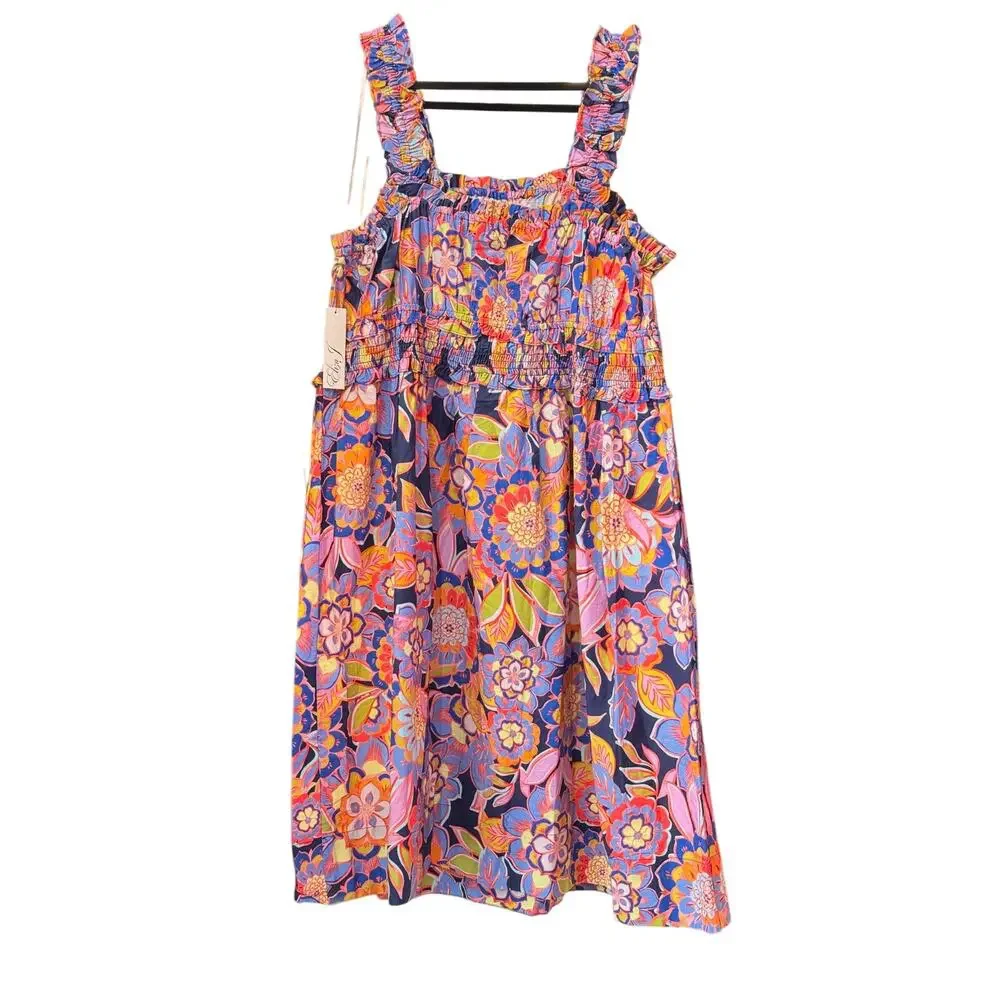 $138 Eliza J 100% Cotton Floral Print Midi Dress 20W NWT - Picture 11 of 12